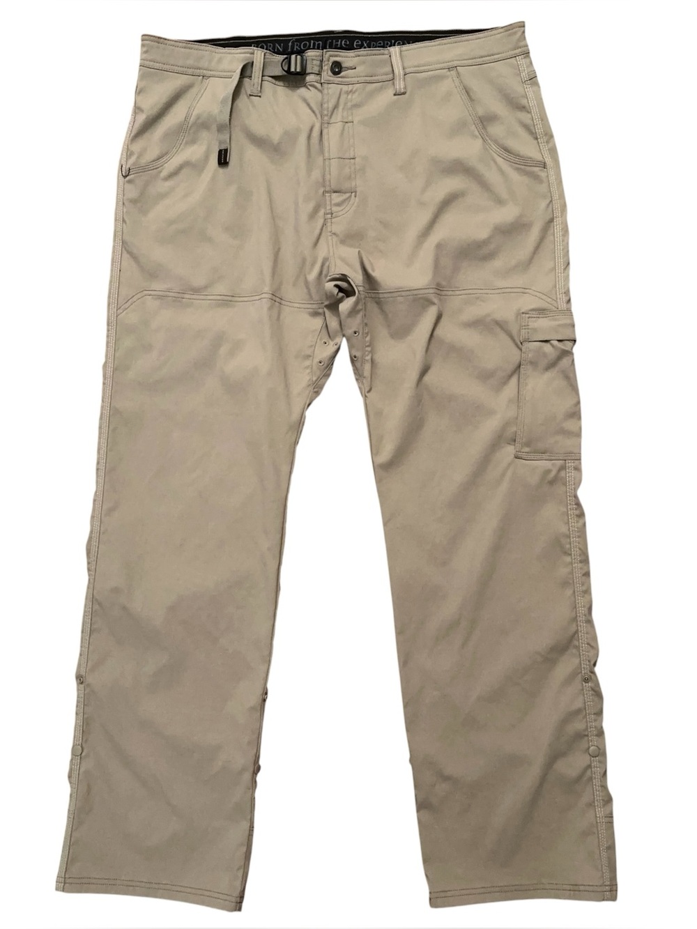 Prana Stretch Zion Pants Mens 40x32 Belted Hiking Stretch Performance Beige